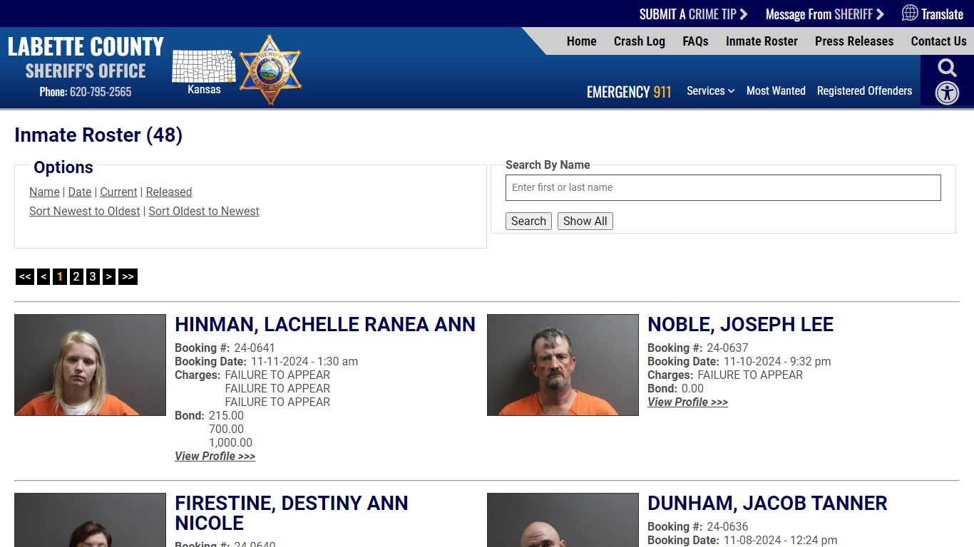 Inmate Roster - Current Inmates Booking Date Descending - Labette ...