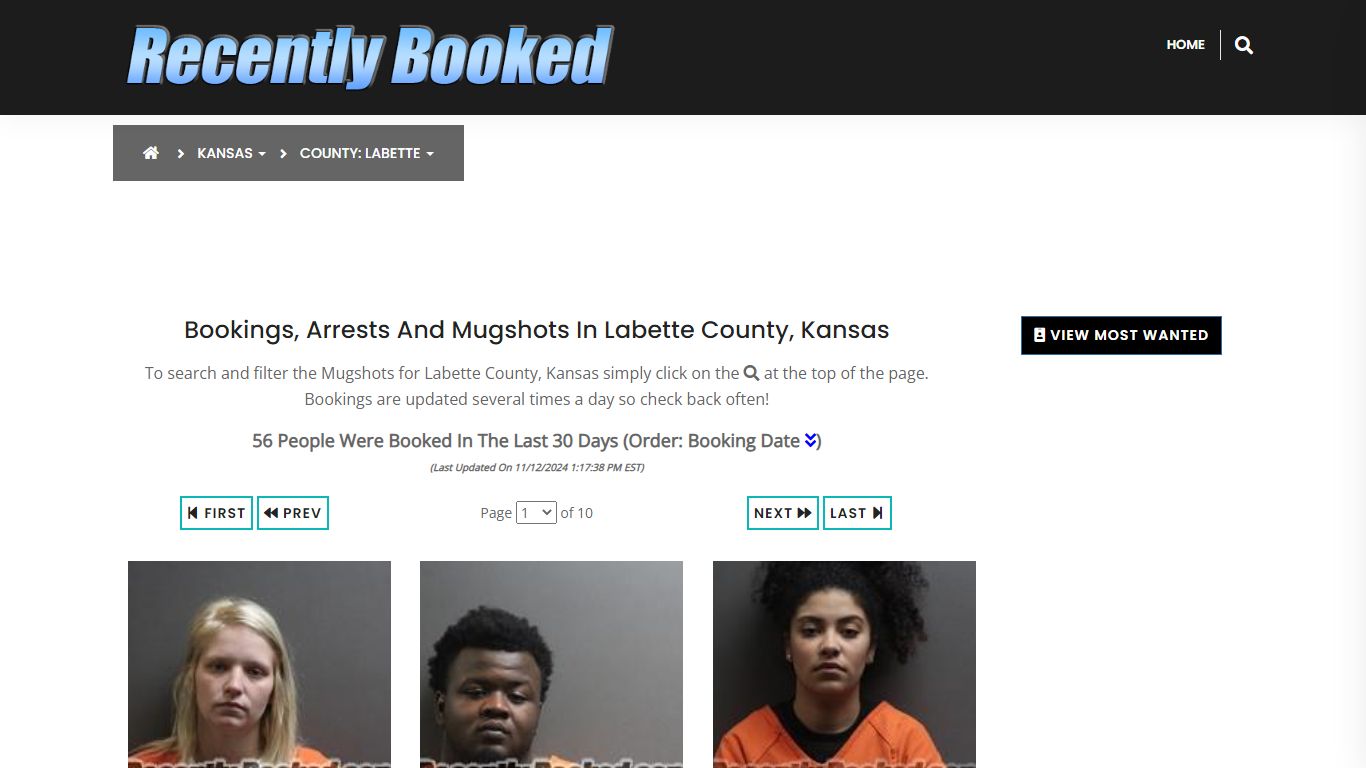 Bookings, Arrests and Mugshots in Labette County, Kansas - Recently Booked